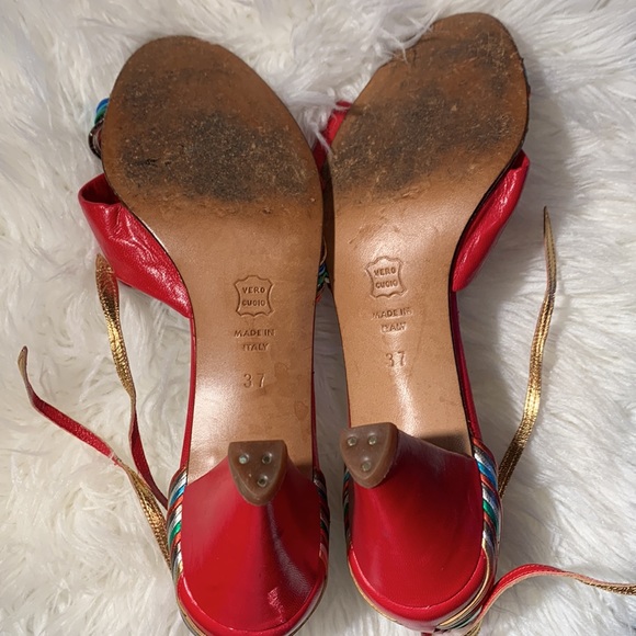 Pollini Vintage Red Italian Pumps & Belt - Picture 11 of 13